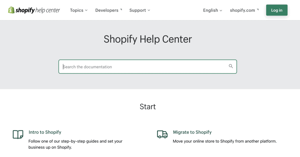 Shopify's Help Center is in the Top 5 Knowledge Base Examples. Image by Nimbus Platform